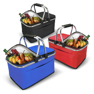 Custom Insulated Thermal Folding Basket Food Delivery Picnic Camping Handbag Lunch Basket Cooler Bag Picnic Basket