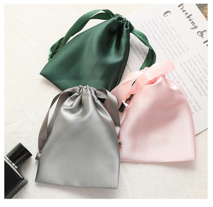 Custom Luxury Thick Silk Satin Drawstring Bundle Dust Hair Extension Bag with Logo Printing
