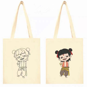 Christmas Handmade Custom Cartoon Eco Canvas Bag Children′s Hand Painted Graffiti Handbag DIY Gift Cotton Shopping Bag