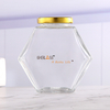 Clear Hexagon Glass Honey Jar Food Storage Honey Jar with lids 