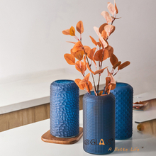 Blue sand blasting decorative Indoor Glass Pot