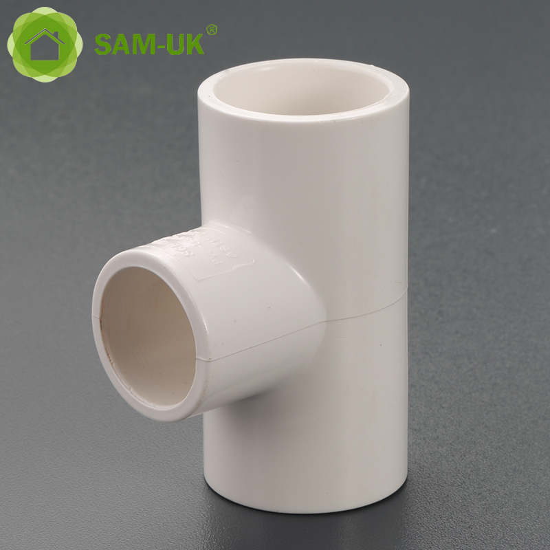 sam-uk 工厂批发高品质塑料 pvc 管道水暖配件制造商 90 度 pvc 异径三通管配件