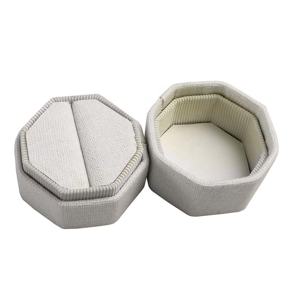 Handmade Personalized Custom Luxury Small Vintage Hexagon Velvet Ring Box for Wedding Ring Boxes