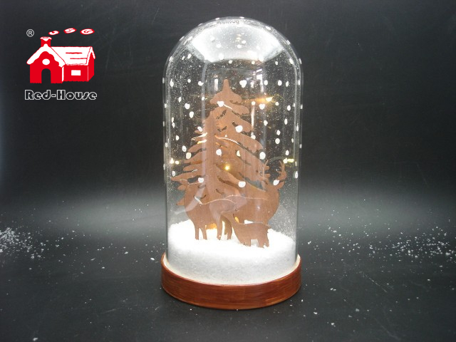 Christmas Decorative Snow Flake Glass Dome with Laser Cut Christmas