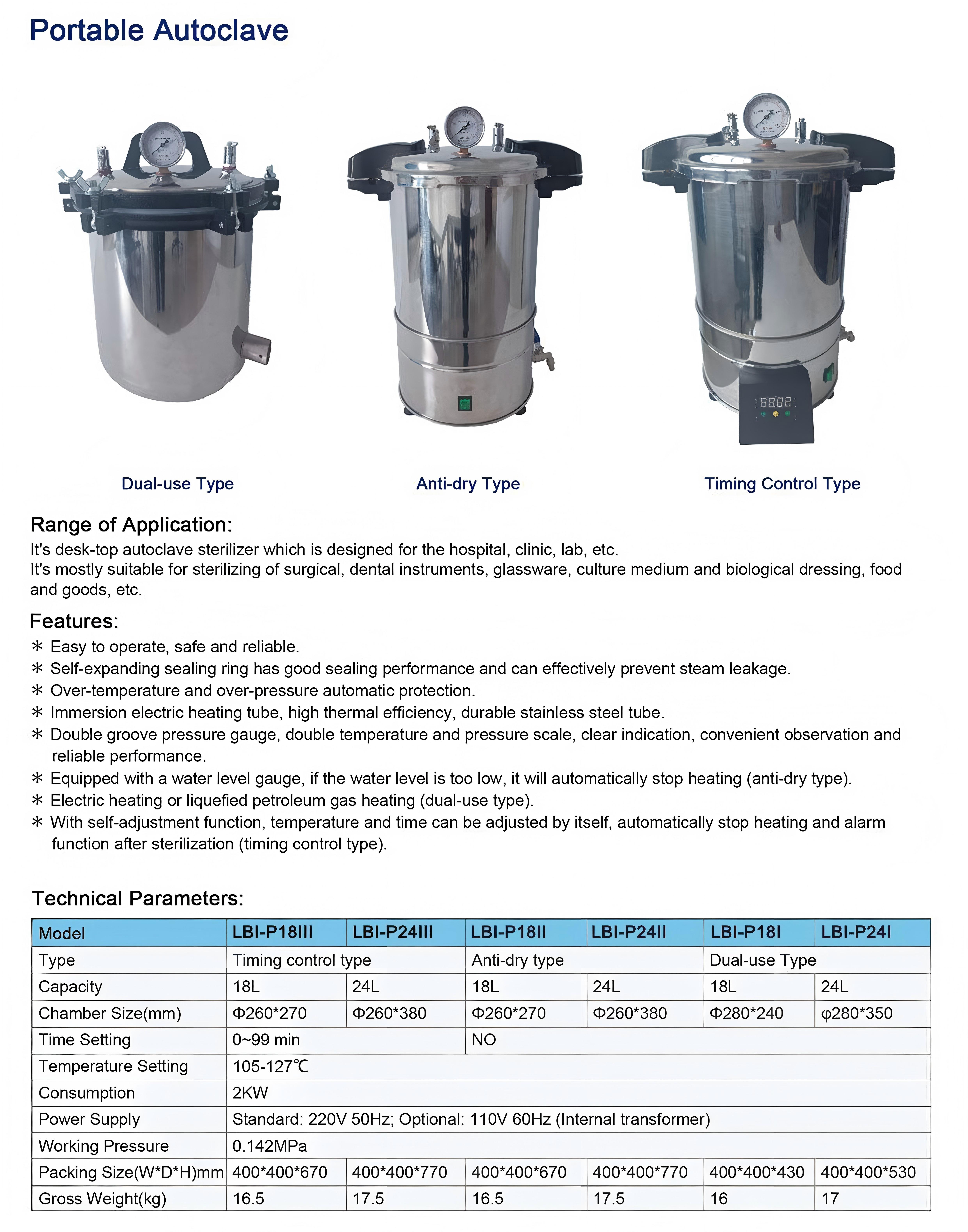 LBI-P18III P24III P18II P24II St&eacute;rilisateur &agrave; air chaud autoclave portable-1(1)