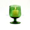 Yayun Luxury Short Stem Glass Hurricane Candle Jar/Tumbler/Cup Green Color