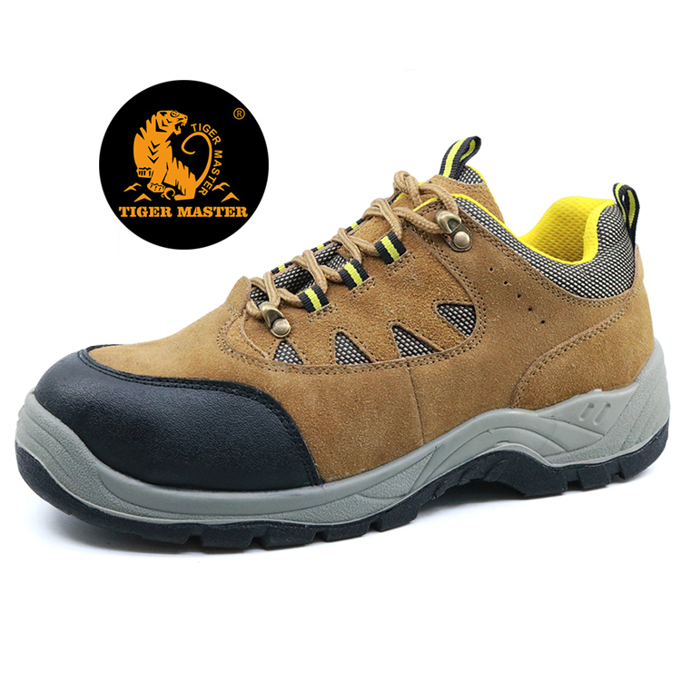 Low ankle cheap suede leather steel toe cap safety shoes