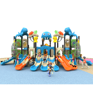 Meeresfisch-Spielplatz im neuen Design mit mehreren Rutschen und Kletternetz (HKDLS2201-00101)