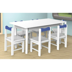 幼儿园室内儿童木制白色长方形桌子(19A2101)