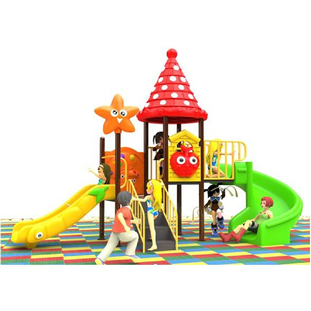 Lustiger Kinder-Plastikrutsche-Spielplatz mit rotem Dach (BBE-N23)