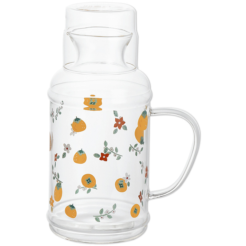 1000ml Glass Drinking Jug with Handle and Cup