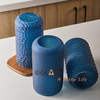Blue sand blasting decorative Indoor Glass Pot