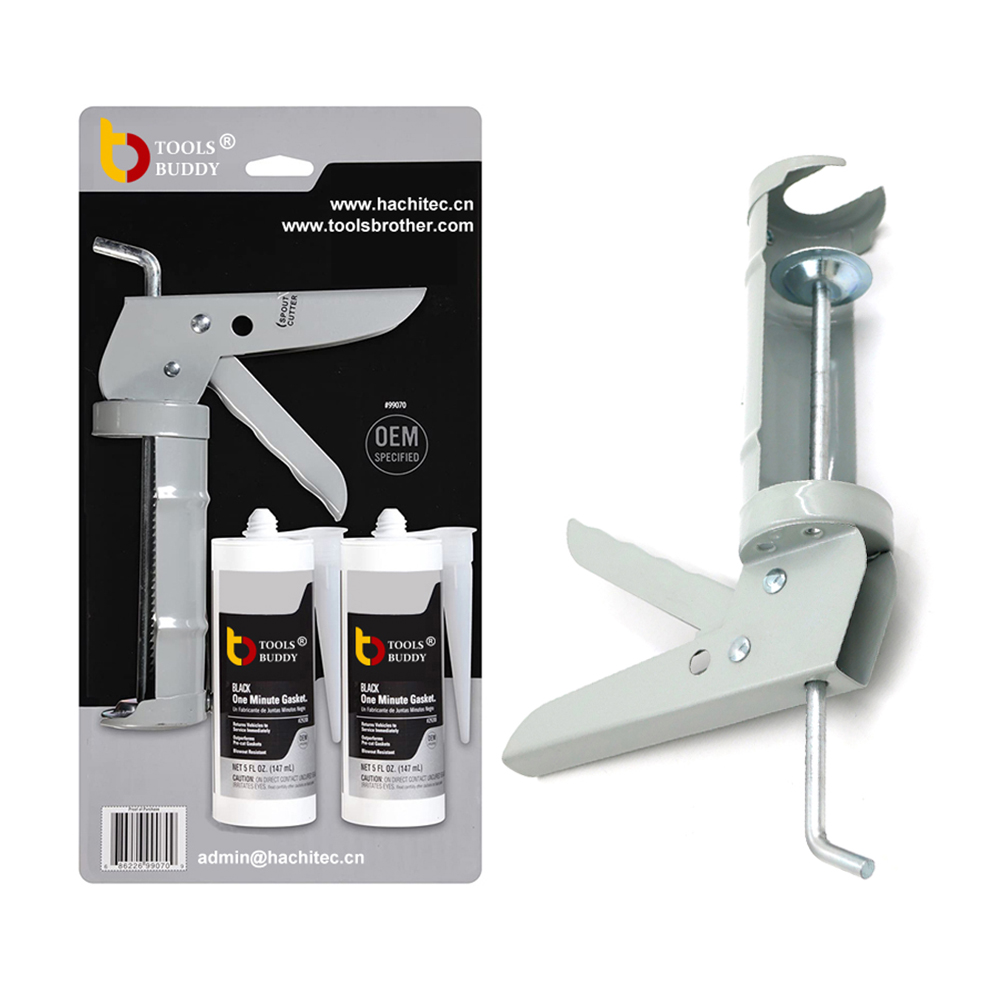 Gray Metal Manual Silicone Sealant Cartridge Gun with 2 Pack 5oz 147ml