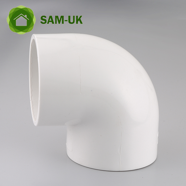 Fábrica sam-uk, venta al por mayor, plástico de alta calidad, accesorios de tubería de pvc de 90 grados, codo de fabricantes