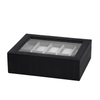 Custom Luxury black PU leather wooden multi slots display watch box for men