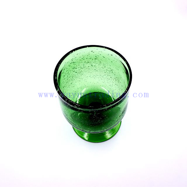 Yayun Luxury Short Stem Glass Hurricane Candle Jar/Tumbler/Cup Green Color