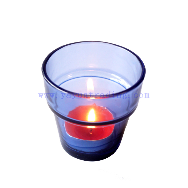shiny green blue amber empty glass candle making holder
