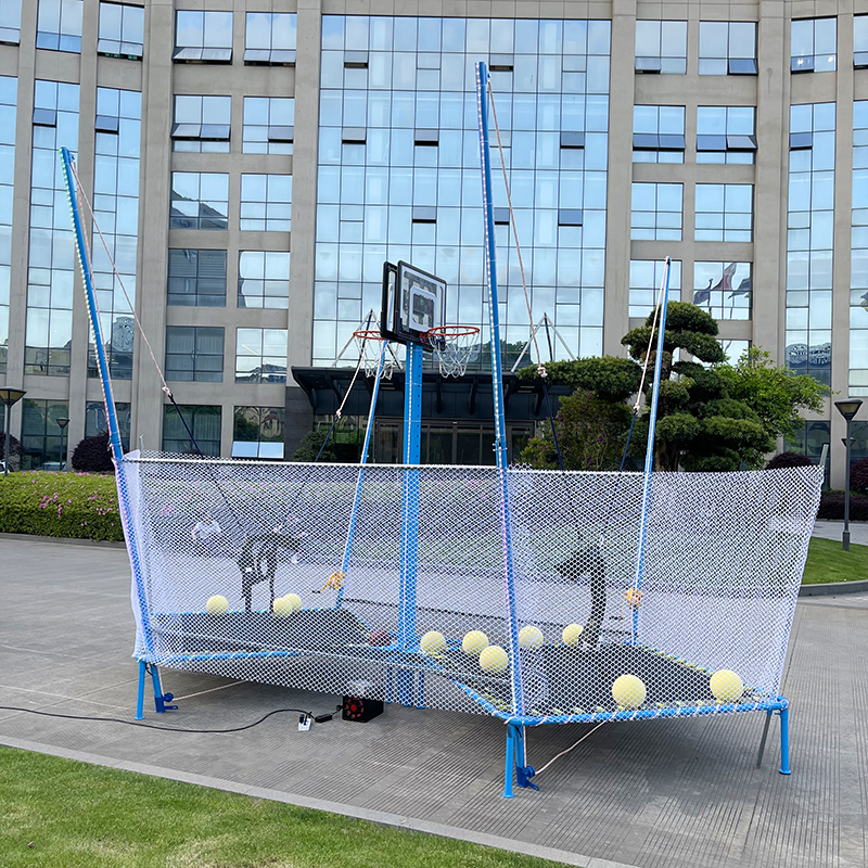 New and creative trampoline bed with digital basket ball goals and led leads TP-20220423-01