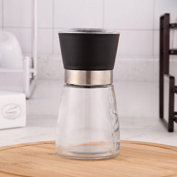 180ml Glass Spice Jar with Plastic Cap Hand Grinder