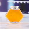 Hexagon Honey Glass Jar with Wooden Spoon