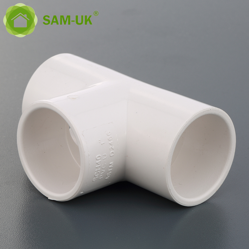 Fábrica sam-uk, venta al por mayor, tubería de plástico de pvc de alta calidad, accesorios de plomería, fabricantes, horario 40, accesorio de tubería en T de pvc
