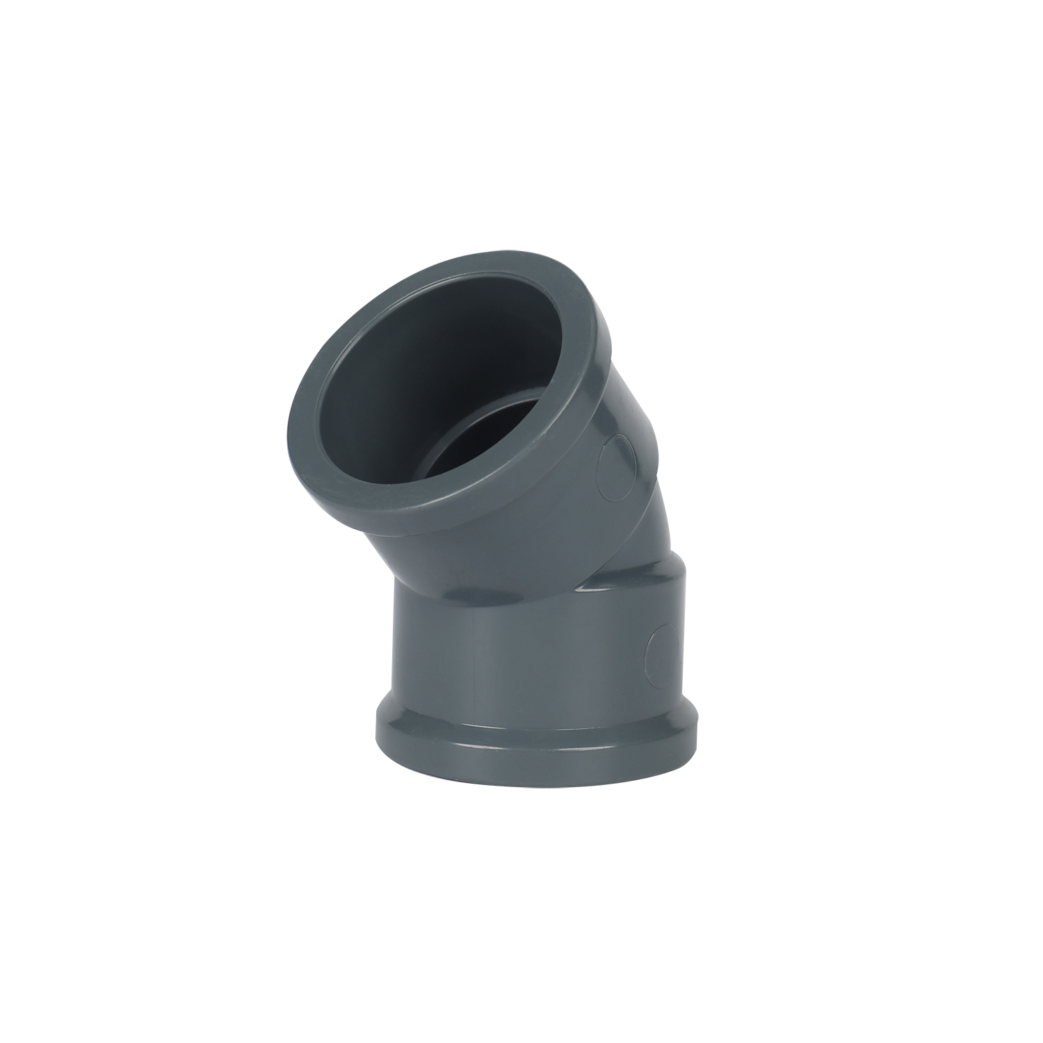 Fábrica al por mayor de alta calidad PVC tubo de plumbar accesorios Fabricantes PLÁSTICO PVC Tubo de agua 45DEP Codo 45DEG