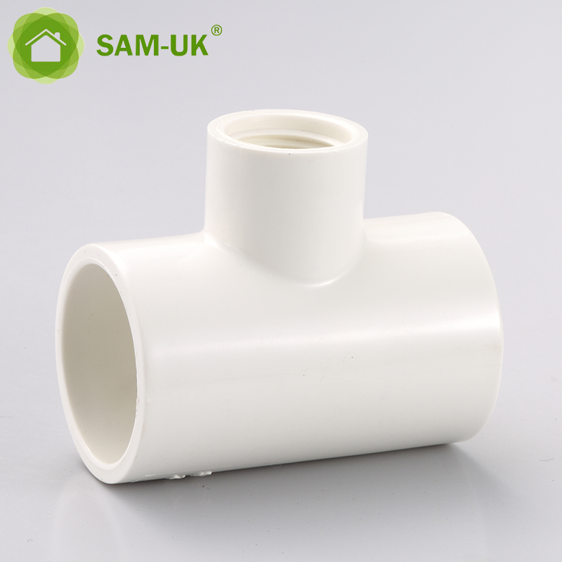 Sam-uk Fábrica al por mayor de plástico de alta calidad pvc tubería de plomería fabricantes de accesorios de tubería de PVC reductora tee hembra