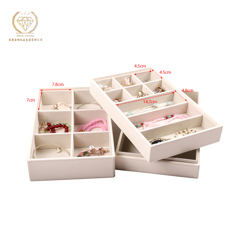 Stackable Jewelry Trays Organizer with Lid, Jewelry Storage Trays Velvet for Drawer Display Earring Organizer Necklace Bracelet Ring Trays Set of 2
