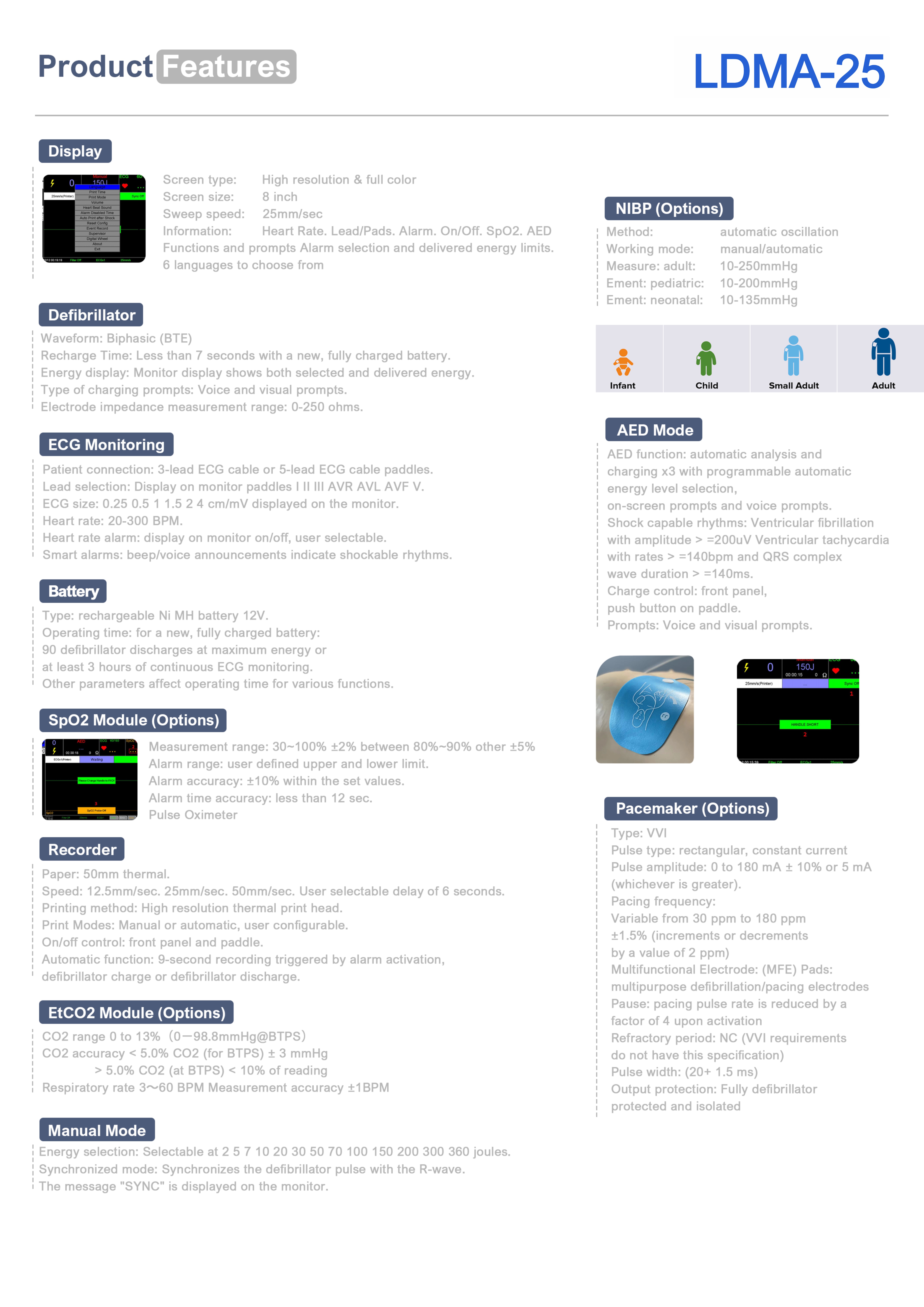 Monitor desfibrilador LDMA-25-2
