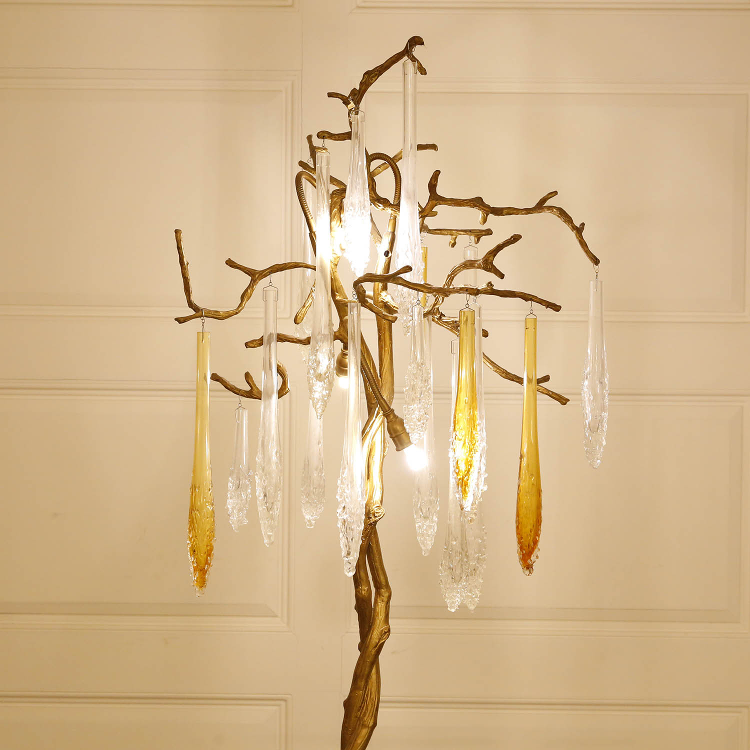 Свет пола комнаты для гостей украшения формы дерева латунный стеклянный (KA531-F)