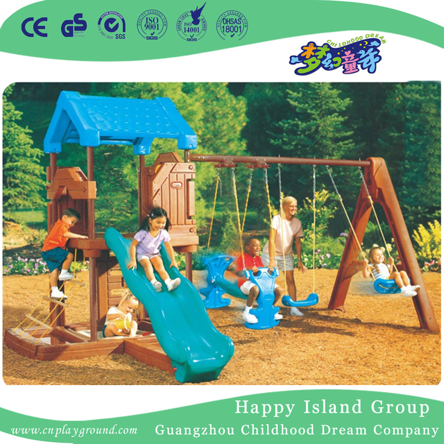 Hochwertige Kinder spielen kleine Kunststoffschaukel mit Rutsche Spielplatz (ML-2012703)