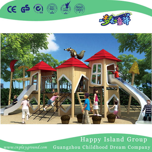Molino de viento grande al aire libre nuevo patio de juegos de madera (HHK-7802)
