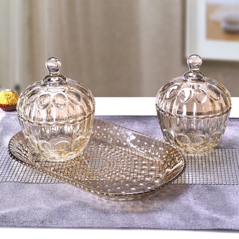 Colorful Glass Candy Jar Dried Fruit Snacks Glass Storage Jar