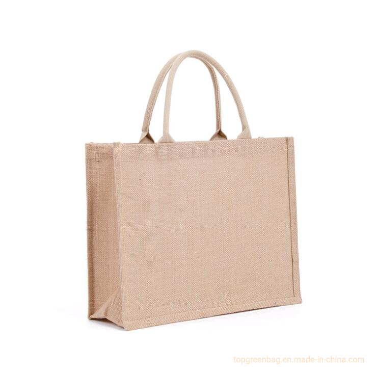 Jutebag Small Burlap Handbags Jute Bag Price with Leather Handles