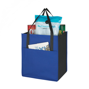 Portable Non-Woven Shoppers Outside Pocket Custom Market Tote Bags