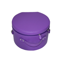 2021 hot sale PU leather hat box Round Hat Storage Box with Lid and luxury hat box with handle