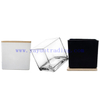 6*6cm Classic matte black white clear square glass candle jar daily decorative glass candle holder with wood lid