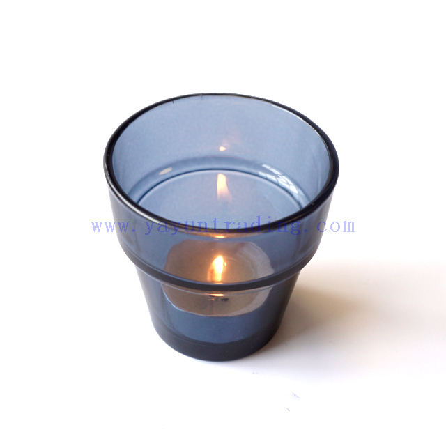 shiny green blue amber empty glass candle making holder