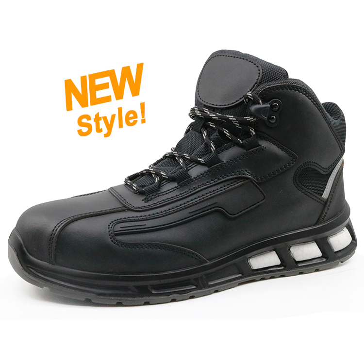 ETPU05 black leather pu injection sport safety boots