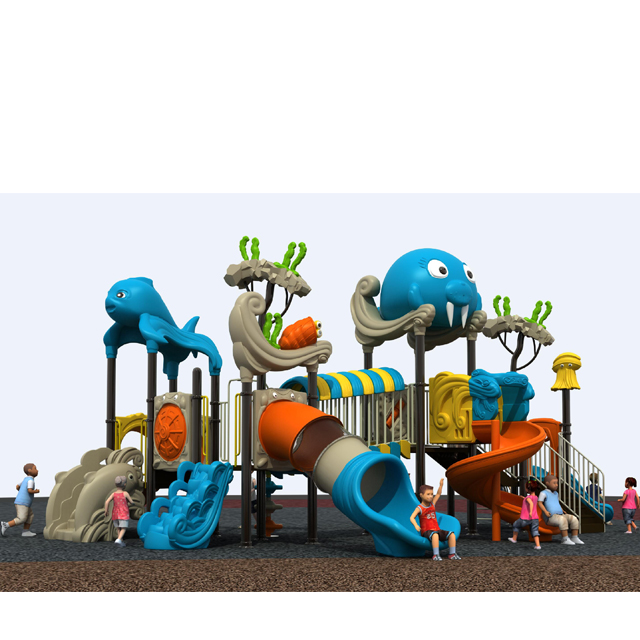 2022 nuevo diseño grande al aire libre Ocean series Playground Kids Playground con varios toboganes HKDLS-ZZ0701