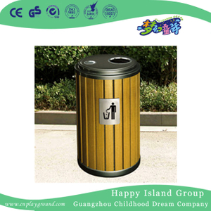 户外社区圆形木质垃圾桶 (HHK-15002)