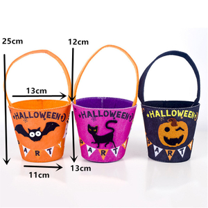 Factory Wholesale Halloween Decor Feste Felt Halloween Candy Bucket Bag Cartoon Funny Storage Basket