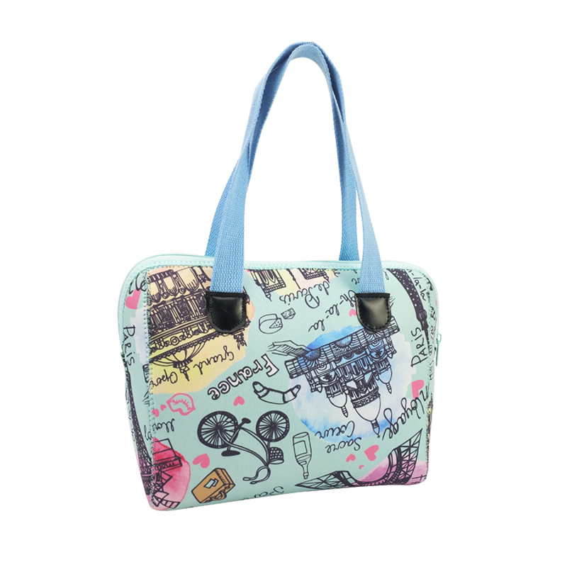 Custom Logo Neoprene Beach Tote Handbags Checkered Neoprene Tote Bag
