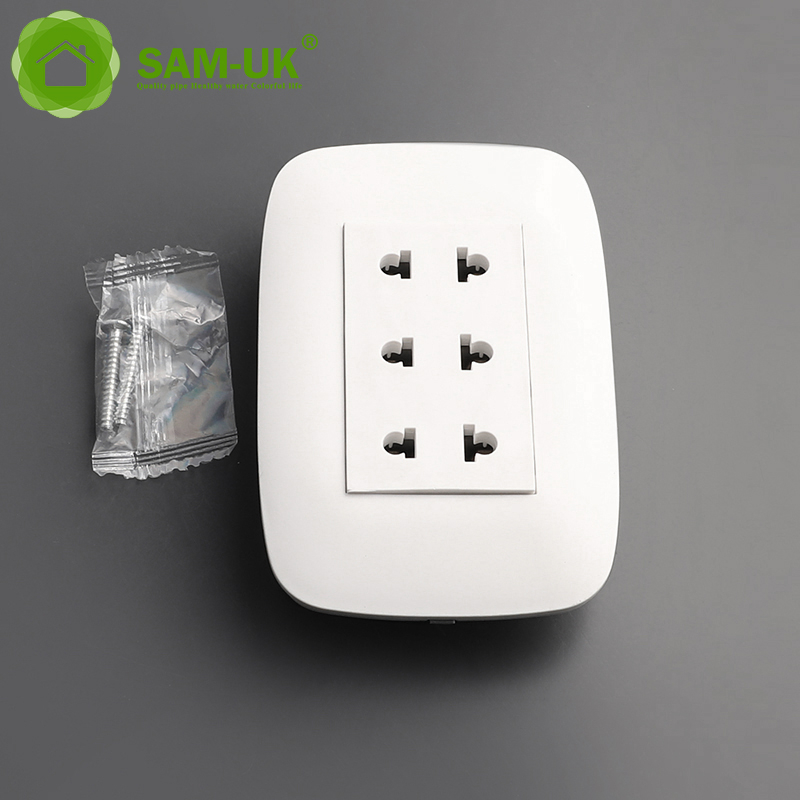 UK Plastic Electro Alemania House Power Luz de emergencia detrás del interruptor de enchufes de TV doble de montaje en la pared