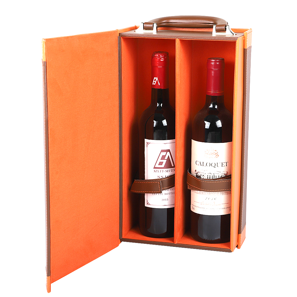 Leather Wine Box With Wine Accessory, Handmade Premium Wine Carrier Case for Wedding,Anniversary,Travel Wine Tasting, Party, Best Gift for Wine Lovers