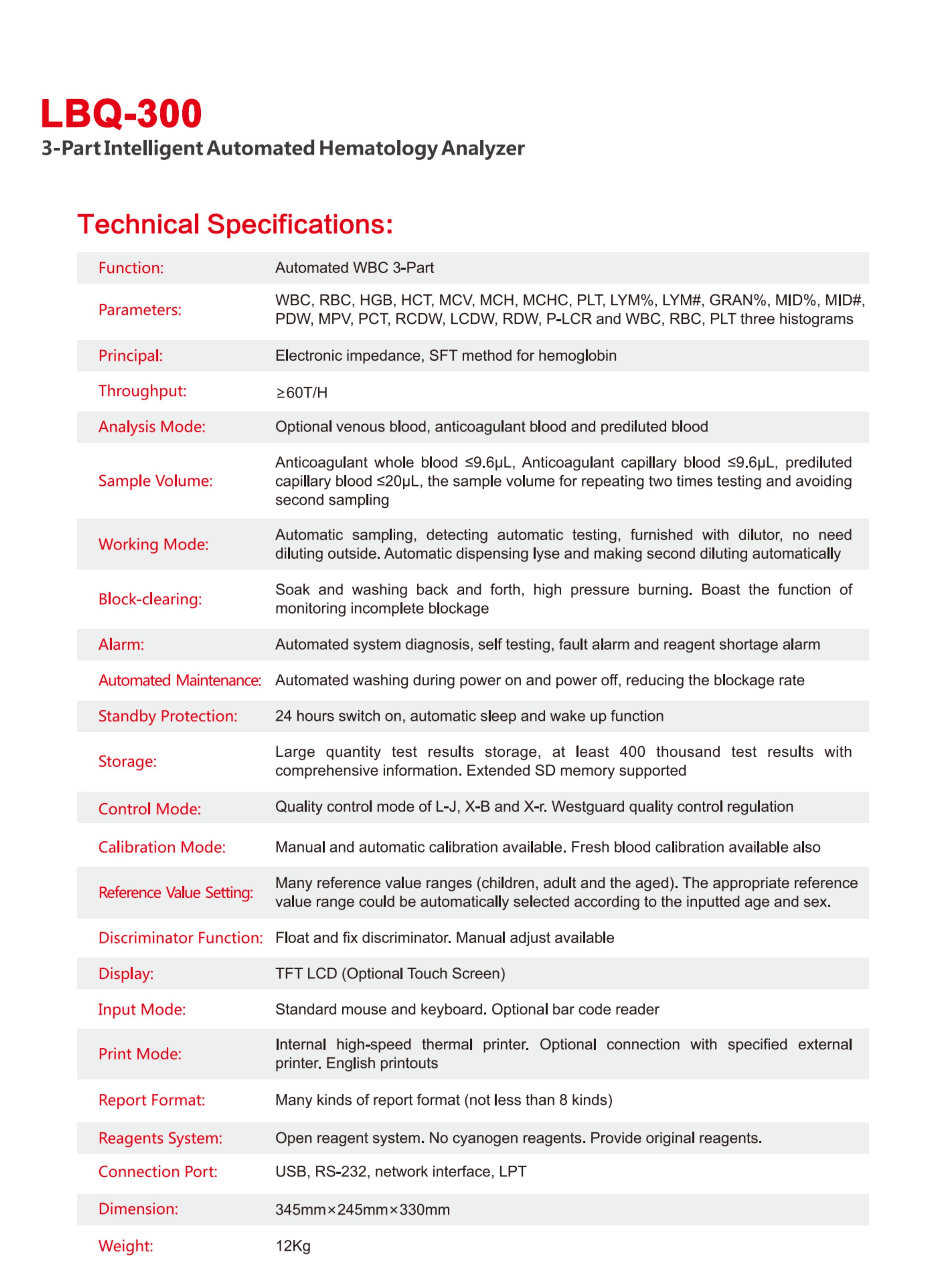 Analyseur d'h&eacute;matologie automatis&eacute; intelligent en 3 parties LBQ-300-1
