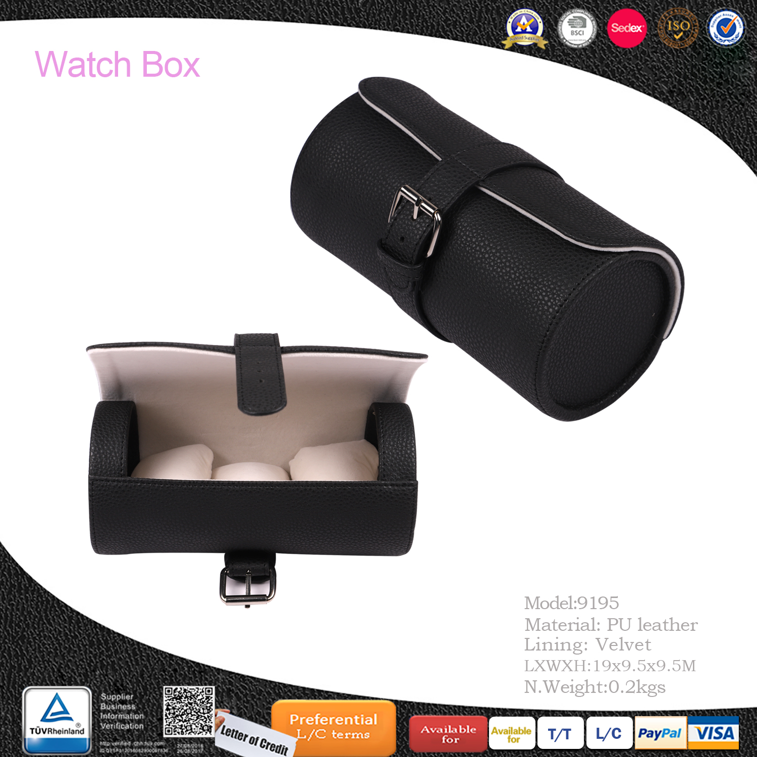 Watch Roll - PU Leather - Watch Travel Case - 3 Watch Storage And Organizer – Secure Storage with Innovative Removable Pillows & Solid Dividers