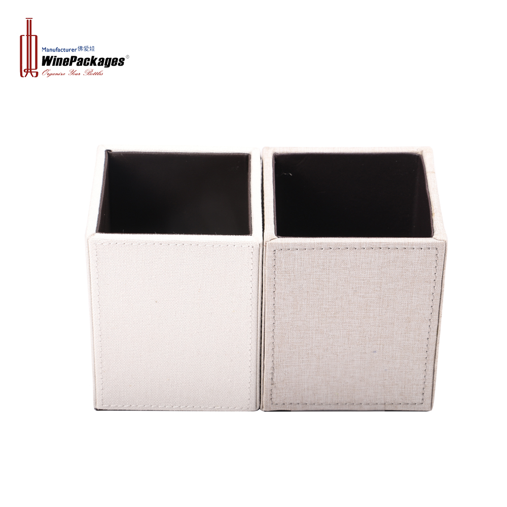 Linen Square Pens Pencils Holder Cup Desktop Stationery Organizer Case Office Accessories Container Box 
