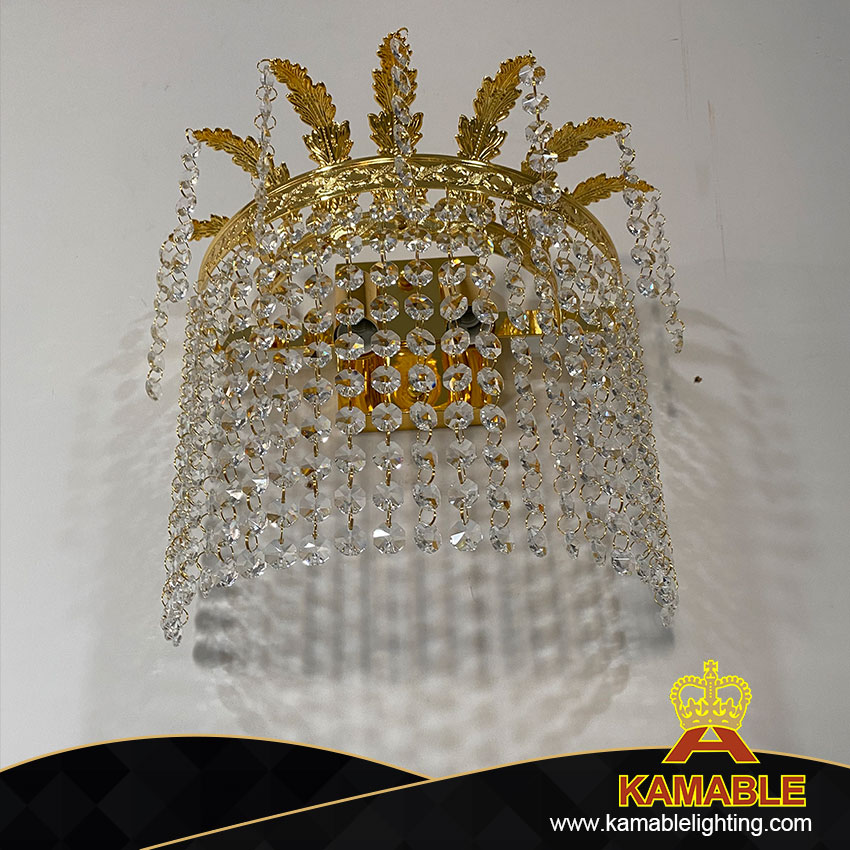 Line Great Excellent Villa Custom Crystal Gold Metal Wall Lamp (YHC2040-W)