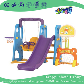 Children Play Plastic Small Combination Slide With Swing Playground (ML-2014302)